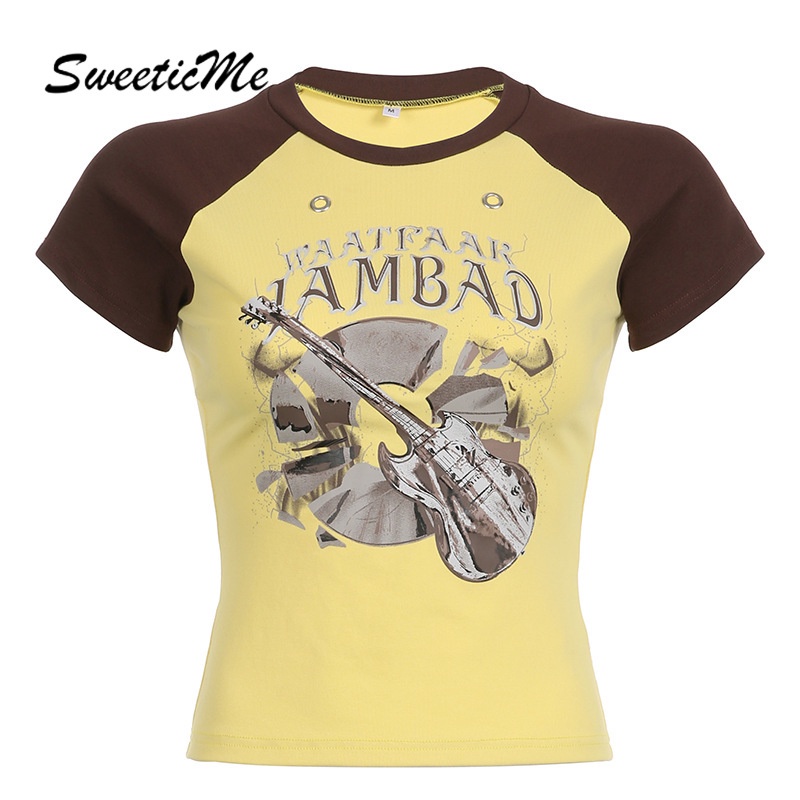 Áo Thun Raglan Cổ Tròn Tay Phối Màu Tương Phản Thời Trang Mới 2023 Cho Nữ