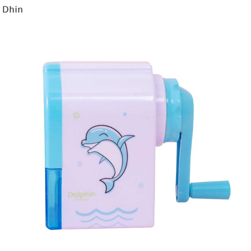 [Dhin] Student Hand Crank Pencil Sharpener Cartoon Print Pencil Sharpener School Supply COD