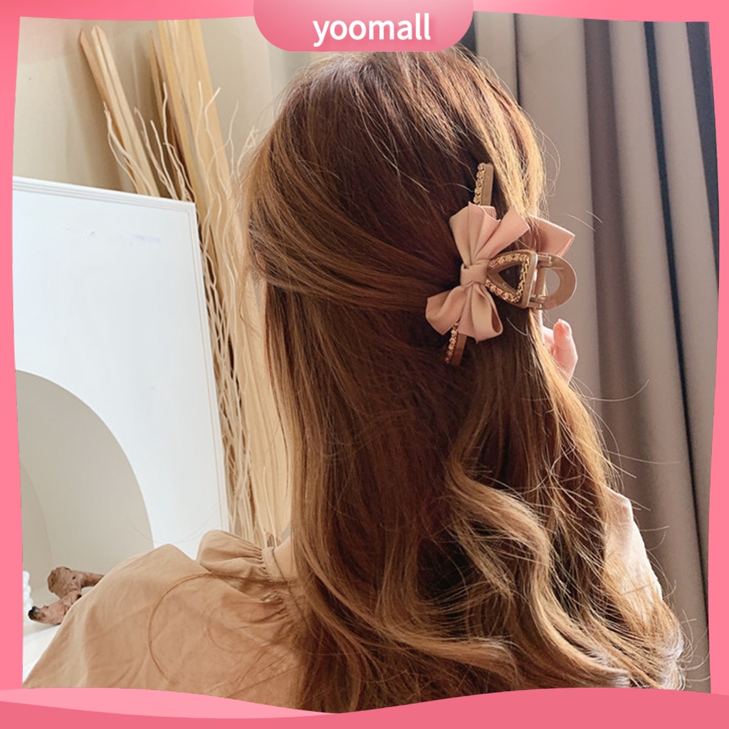 Kẹp Tóc Càng Cua Đính Đá Màu Trơn Chống Rơi Cho Nữ