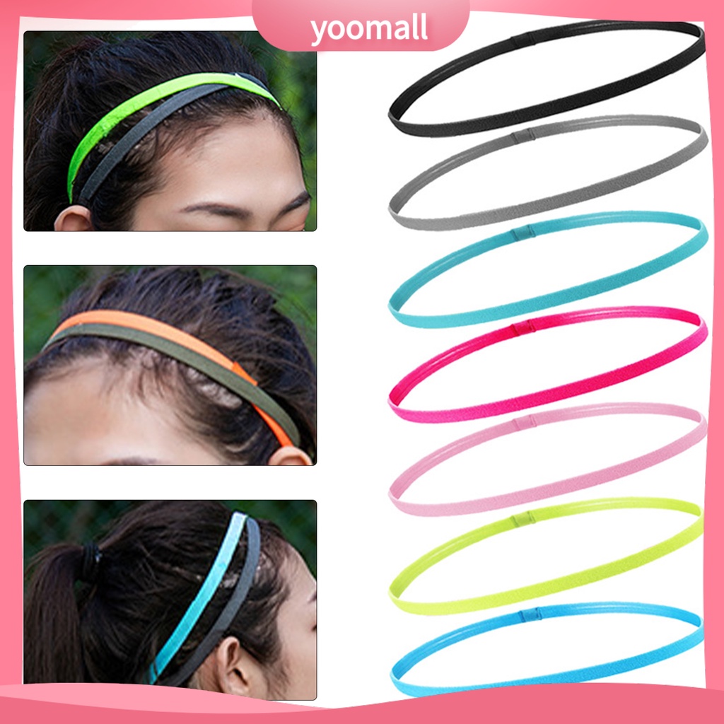 [YM] Băng Đô Thể Thao Mềm Co Giãn Tốt Chống Trượt Thấm Hút Mồ Hôi Màu Trơn Dành Cho Chạy Bộ