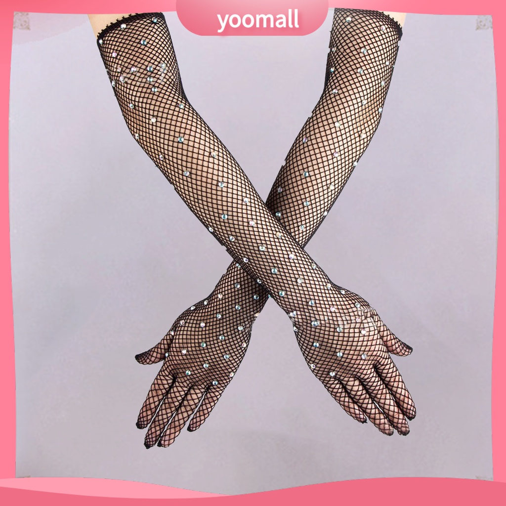 1 Đôi Găng Tay Lưới Đính Đá Thời Trang Cho Nữ