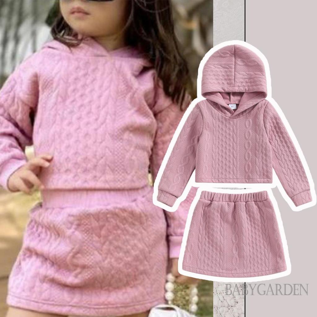 Set Áo Hoodie Và Chân Váy Lưng Thun Màu Sắc Xinh Xắn Cho Bé Gái 4-7 Tuổi
