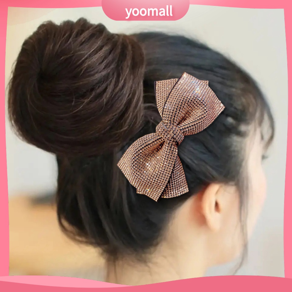 Kẹp Tóc Nơ Đính Đá Lấp Lánh Cố Định Chống Trượt Chống Rơi Vỡ