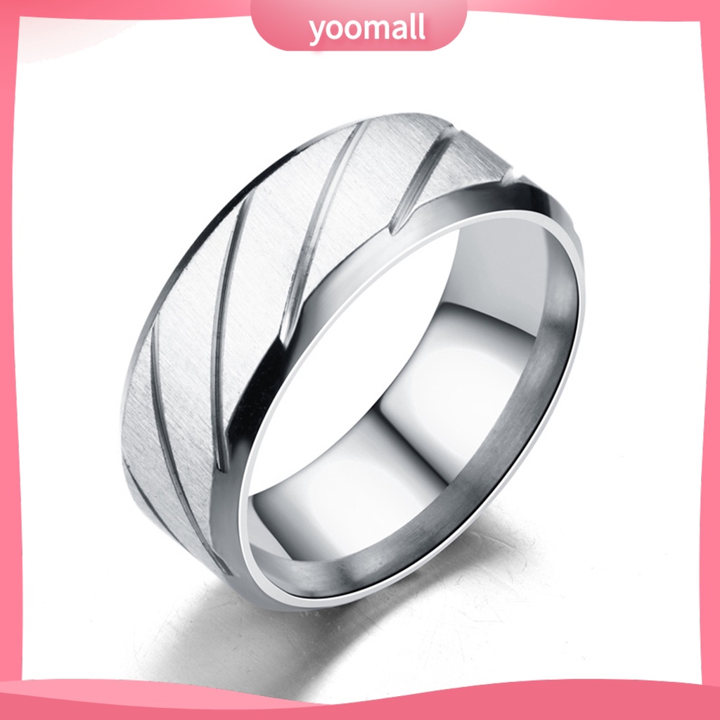 Nhẫn Cặp Bằng Thép Không Gỉ Họa Tiết Hình Học Dễ Phối Đồ