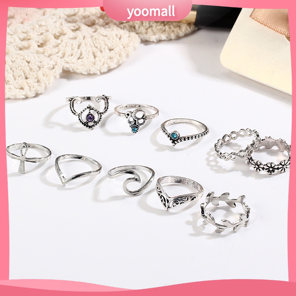 Set 10 Nhẫn Đeo Khớp Ngón Tay Phong Cách Vintage