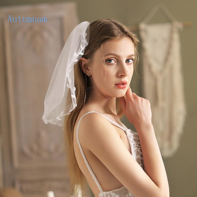 Mạng Che Mặt Vải Tuyn Trắng Ngắn 2 Tầng Cho Cô Dâu