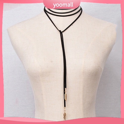 Vòng Cổ Choker Dây Nhung Mặt Lông Vũ Phong Cách Punk Cá Tính