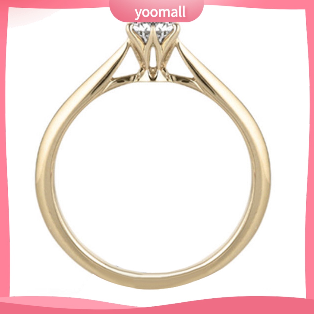 [YM] Nhẫn Sáu Móng Vuốt Đính Đá Zircon Bằng Hợp Kim Thanh Lịch Cho Bữa Tiệc