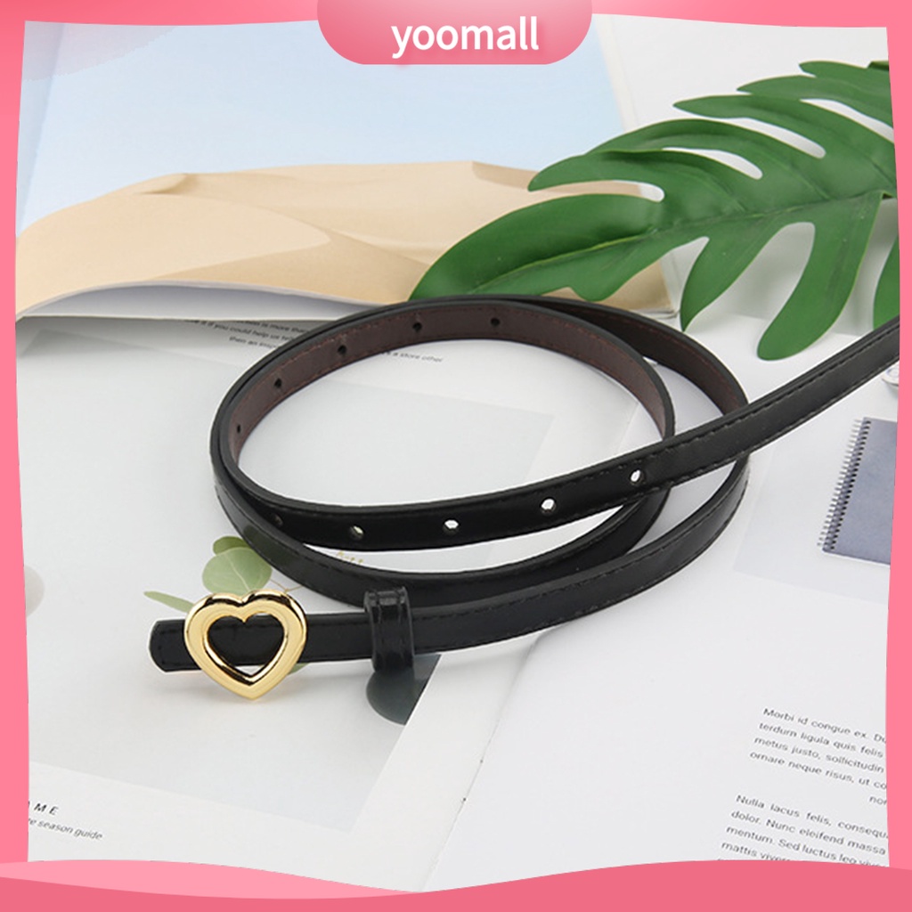 Thắt Lưng Giả Da Màu Trơn Khóa Hình Trái Tim Có Thể Điều Chỉnh Cho Nữ