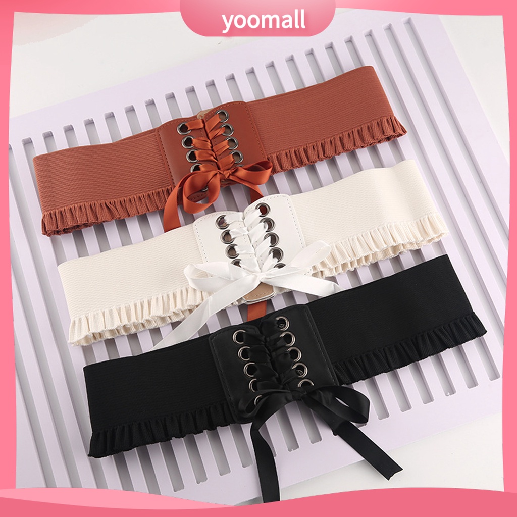 Thắt Lưng Giả Da Phối Bèo Độ Co Giãn Cao Phong Cách Retro Thời Trang Cho Nữ