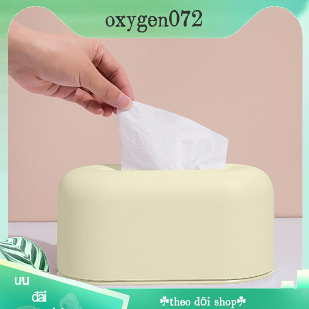 Oxygen072 Hộp Đựng Khăn Giấy Chống Nước Đơn Giản Màu Vàng Kem Mở Rộng Bằng Nhựa Cho Phòng Ngủ Văn Khách