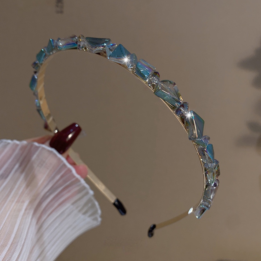 Băng Đô Cài Tóc Bằng Hợp Kim Mỏng Đính Pha Lê Sang Trọng Phong Cách Hàn Quốc Cho Nữ