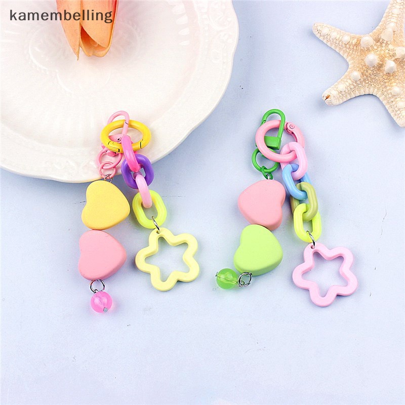 Kamembelling Móc Khóa Hình Trái Tim / Ngôi Sao Mặt Nhám Nhiều Màu Phong Cách Hàn Quốc Cho Nữ