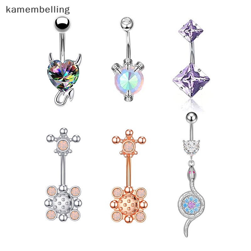 Kamembelling Khuyên Rốn Bằng Thép Không Gỉ Dát Đá Zircon Làm Quà Tặng Cho Nữ