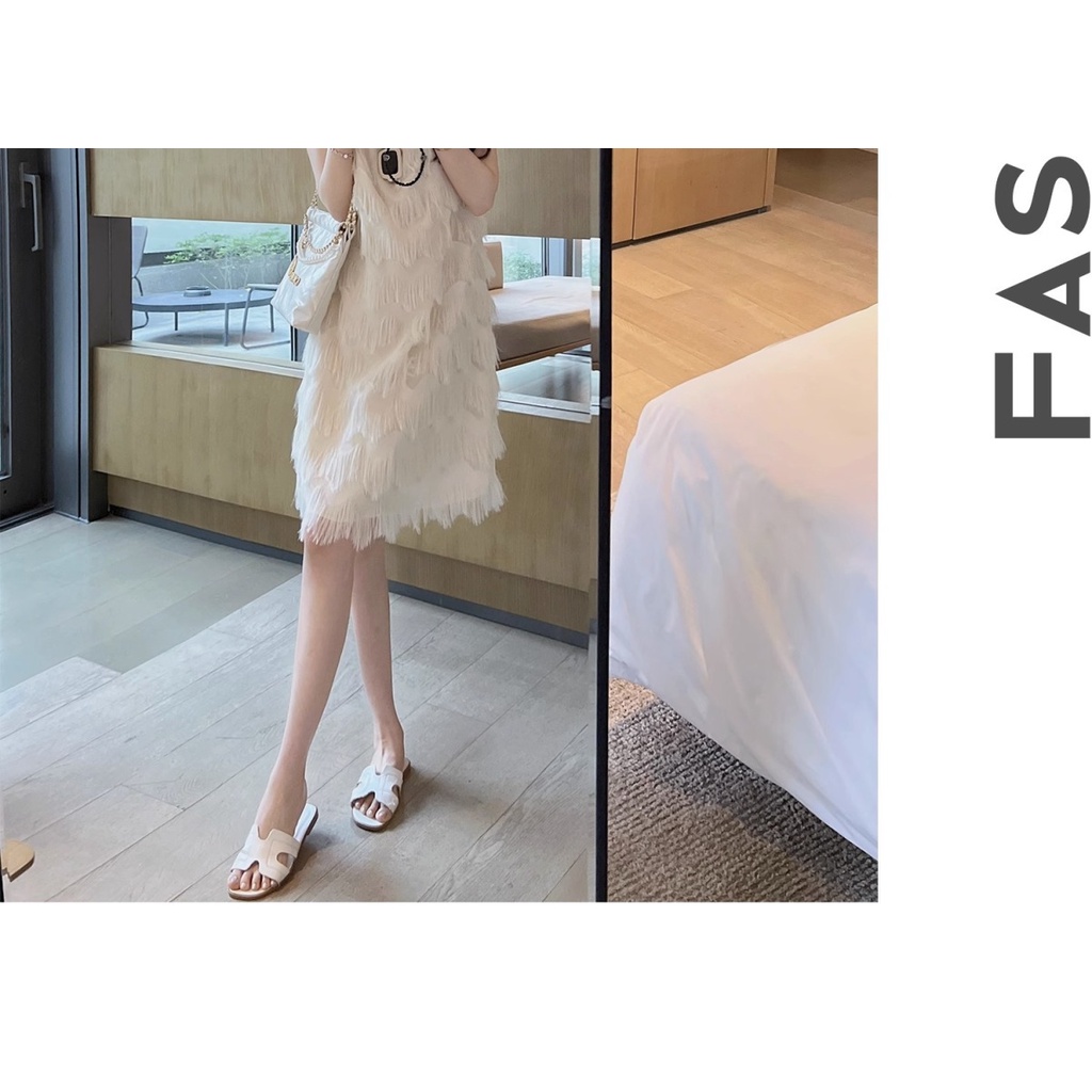 Đầm Hai Dây Dáng Rộng Màu Trơn Phong Cách Thanh Lịch Cho Nữ