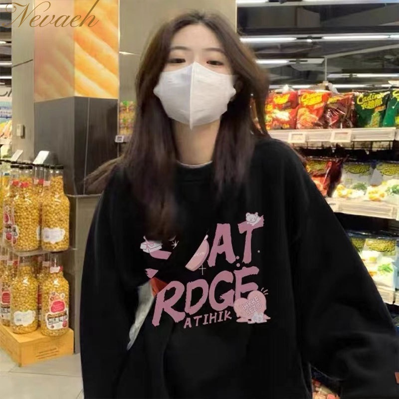 Áo Thun Nữ Dài Tay Cổ Tròn Form Rộng Thời Trang Hàn