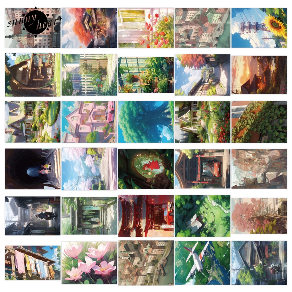 Sunnyheart Set 60 Miếng Dán Hình Dán Trang Trí Chai Nước Laptop Xe Hơi Ván Trượt Máy Tính Xe Đạp Sổ Lưu Niệm Đi Học