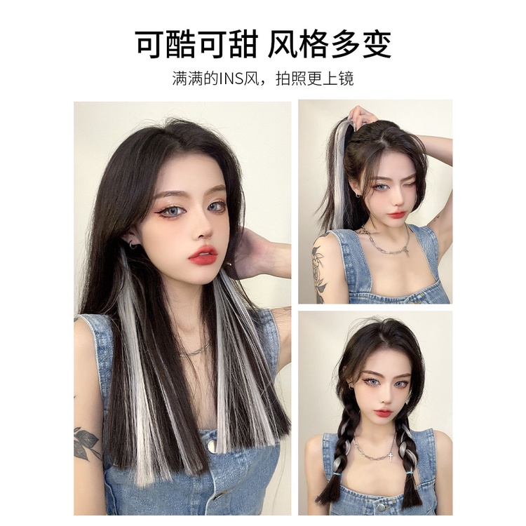 Tóc Giả Nhuộm Màu Nhuộm Sáng Tai Treo Tai Không Đường May Dành Cho Nữ