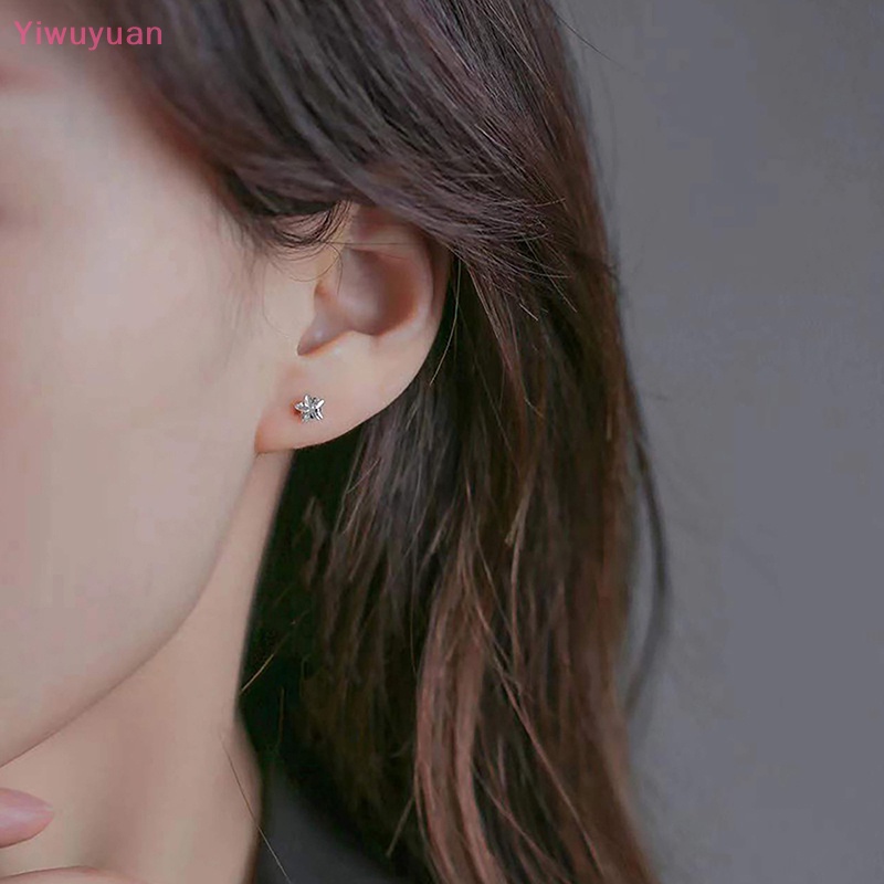 Bông Tai Mạ Bạc 999 Đính Đá Zircon Đơn Giản Thời Trang Mới