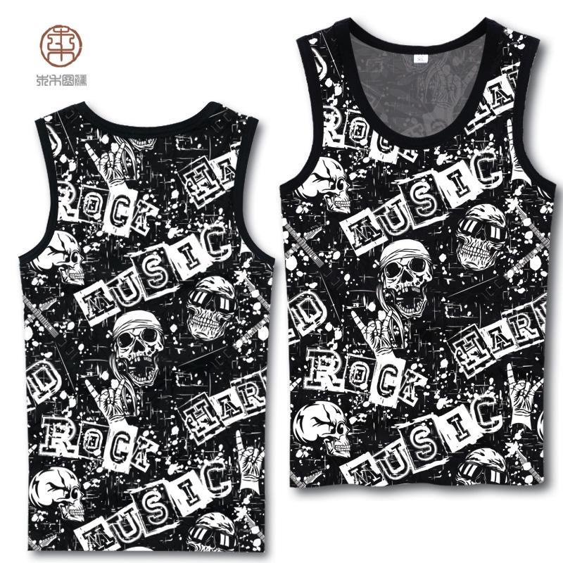 Áo Thun Thể Thao Sát Nách Thoáng Khí In Hình Đầu Lâu Phong Cách Hip Hop Cá Tính