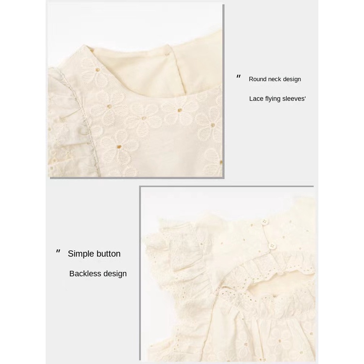 Đầm Công Chúa Chất Liệu Cotton Phối Ren Thời Trang Mùa Hè Hàn Quốc 2023 Mới Cho Bé Gái