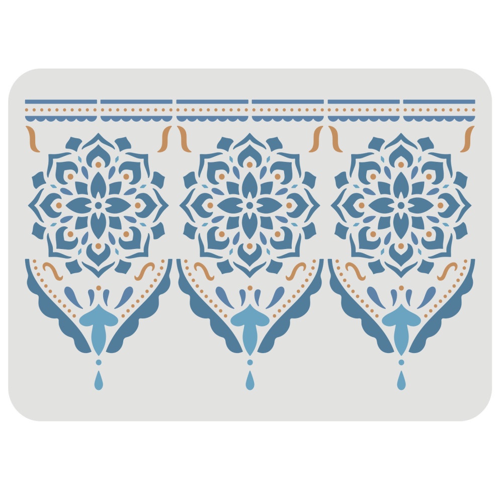 1 Khuôn Dán Viền Tường Họa Tiết Hoa Mandala Kích Thước 29.7x21cm Trang Trí Nội Thất