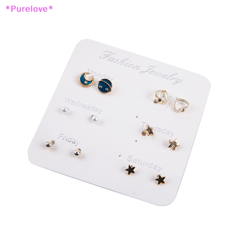 Set 6-7 Đôi Bông Tai Đính Đá Thời Trang Cho Nữ Mới