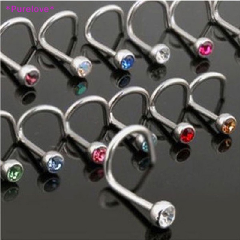 Set 10 Khuyên Mũi Bằng Thép Không Gỉ Đính Đá Cá Tính Thời Trang Mới