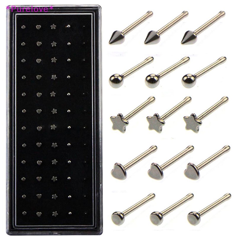 Set 60 Khuyên Mũi 20G Bằng Thép Không Gỉ Cá Tính Thời Trang Mới