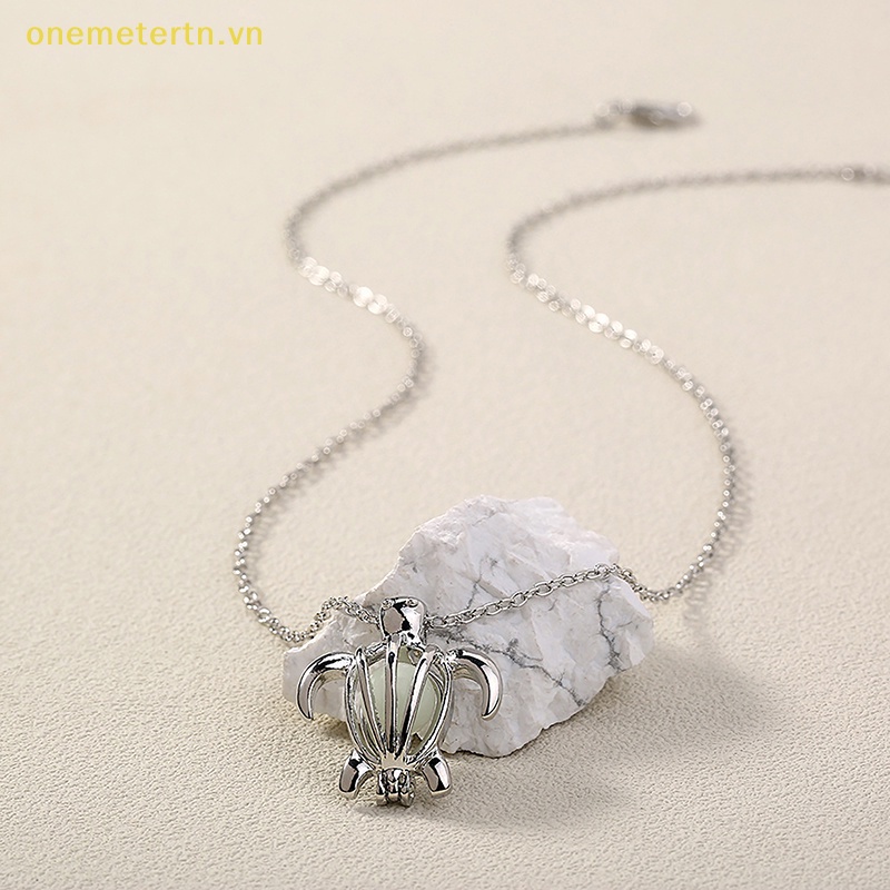 Onemetertn Dây Chuyền Bạc Mặt Rùa Dạ Quang 3 Màu Thời Trang Cho Nữ