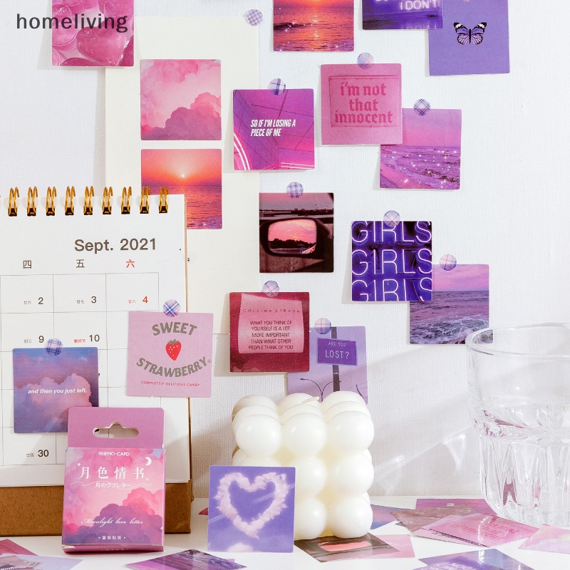 Bộ 46 Miếng Dán Trang Trí Sổ Tay / Nhật Ký Màu Hồng / Tím Xinh Xắn