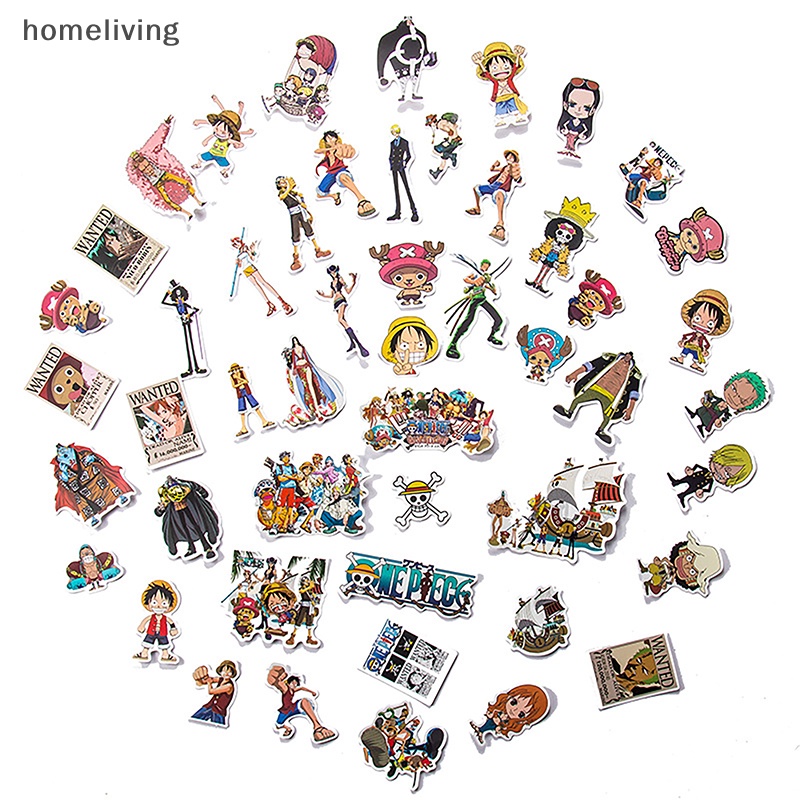 Set 48 / 50 / 60 Miếng Dán Hoạt Hình Luffy Trang Trí Ván Trượt / Máy Tính / Điện Thoại Di Động