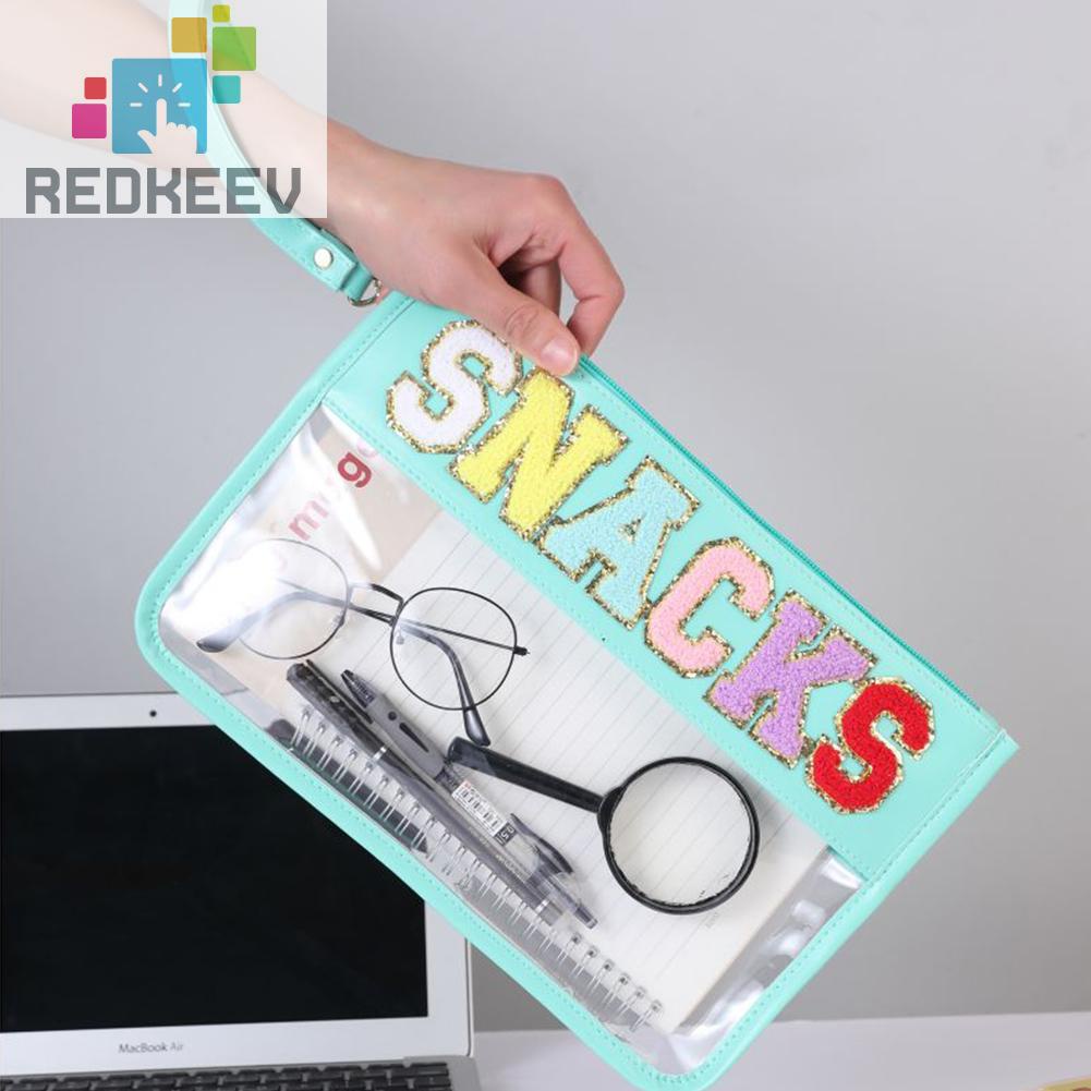 Túi Đựng Mỹ Phẩm Bằng PVC Chenille Trong Suốt In Chữ Có Khóa Kéo Tiện Dụng Mang Theo Du Lịch