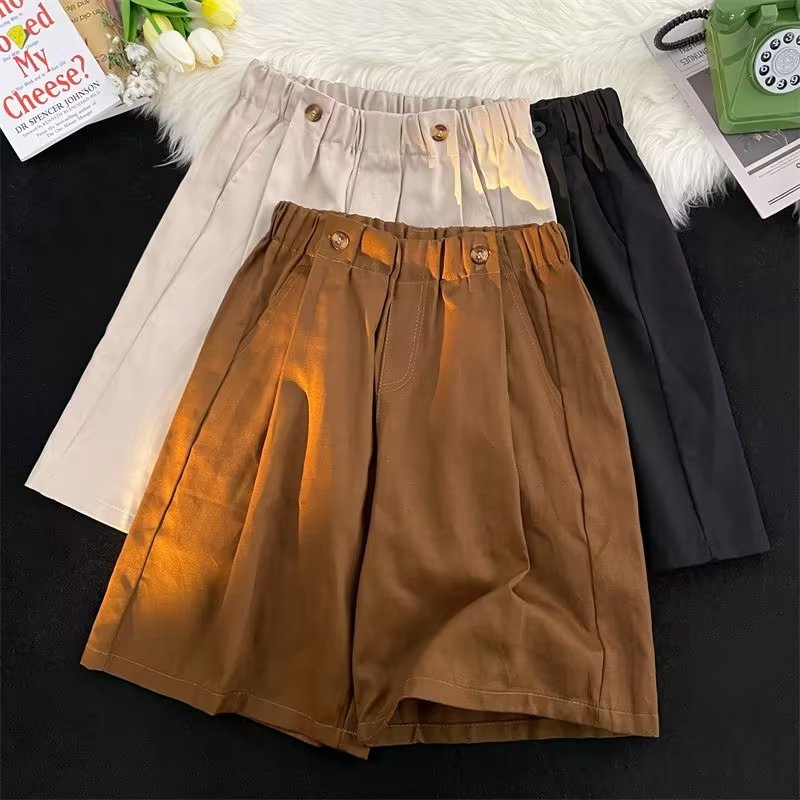 Quần Short Dáng Suông Màu Cà Phê Phong Cách Retro Nhật Bản Cho Nam Giới