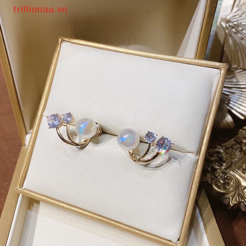 Bông Tai Đính Ngọc Trai Và Đá Zircon Thời Trang Cho Nữ