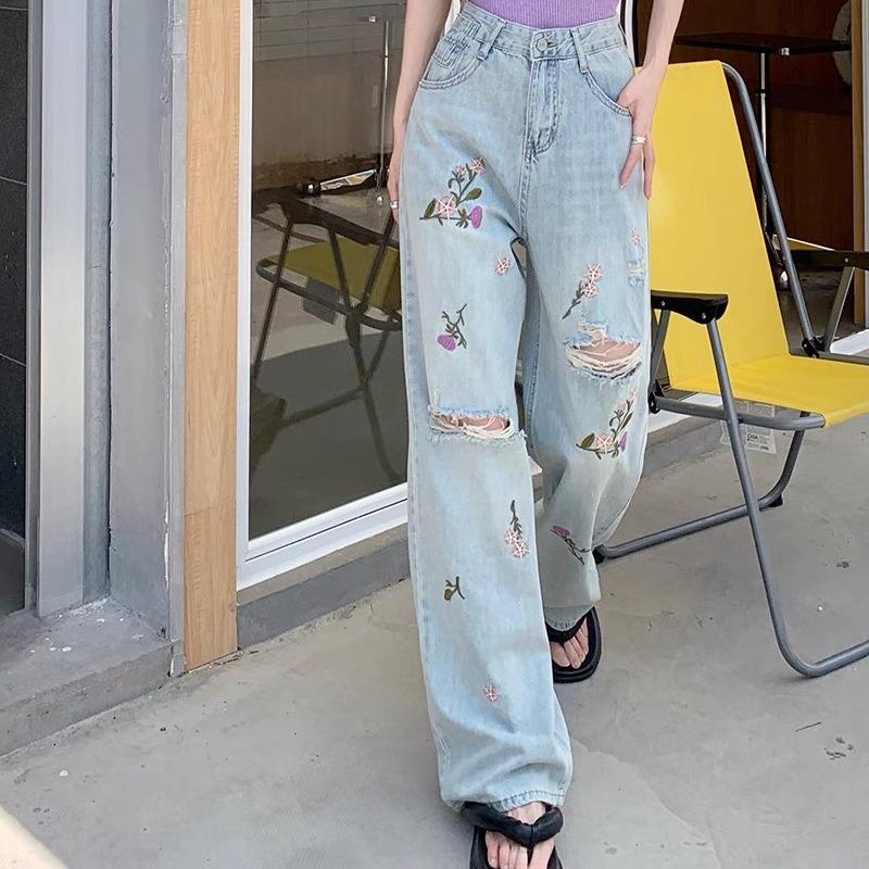 Quần Suông Qc thêu bông hoa 103cm Q322