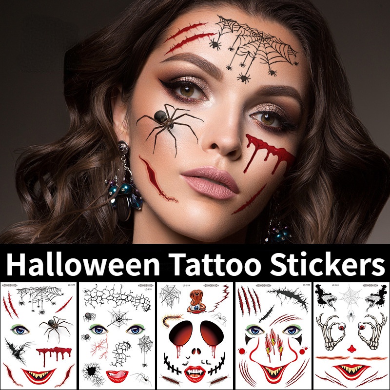 Hình Xăm Dán Chống Nước Hình Vết Sẹo / Mặt / Mắt Giả Hóa Trang Halloween Cho Nam / Nữ