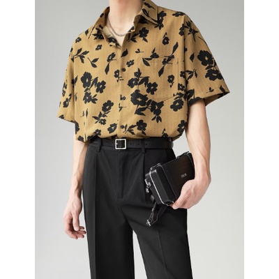 Áo Sơ Mi Tay Ngắn Dáng Rộng In Họa Tiết Hoa Phong Cách Hong Kong Cổ Điển Thời Trang Mùa Hè Cho Nam