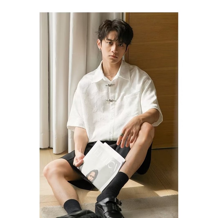 Áo Sơ Mi Tay Lửng Màu Trơn Thời Trang Mùa Hè Trẻ Trung Dành Cho Nam