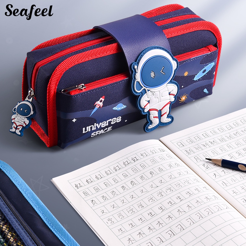 Túi Đựng Bút Bằng Vải Bạt Sức Chứa Lớn Họa Tiết Hoạt Hình Tiết Kiệm Không Gian Có Thể Tháo Rời