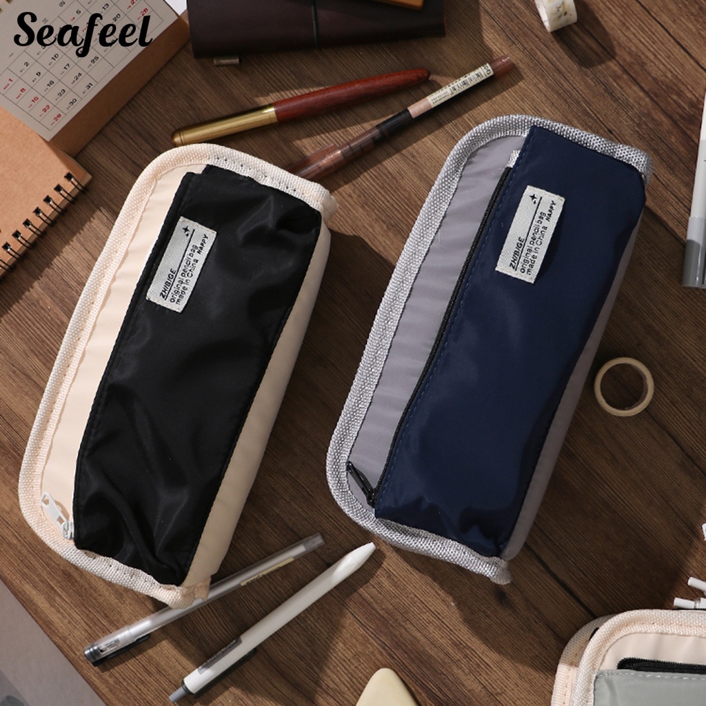 Túi Đựng Bút Bằng Vải Bạt Ba Ngăn Sức Chứa Lớn Có Khóa Kéo Đa Năng Nhiều Màu Sắc