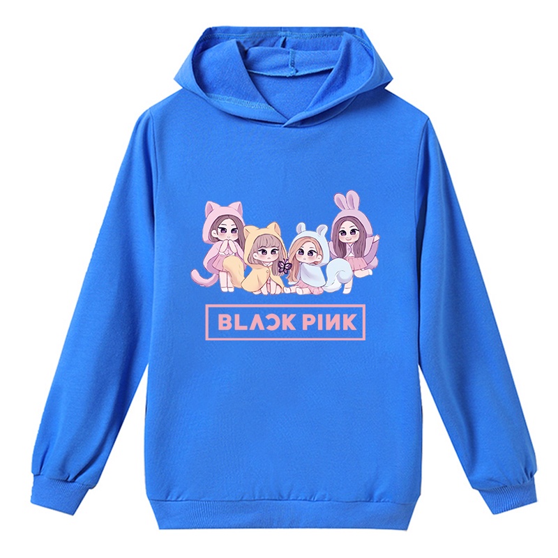 Áo Hoodie Tay Dài In Hình Hoạt Hình BLACKPINK Dành Cho Trẻ Em 3-15 Tuổi