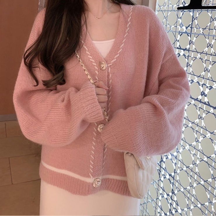 Áo Khoác Cardigan Dệt Kim Màu Trơn Dáng Rộng Thiết Kế Mới Thời Trang Dành Cho Nữ