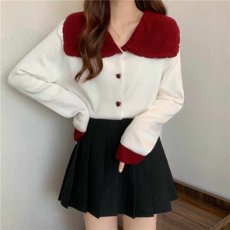 Áo Khoác Cardigan Dệt Kim Cổ Búp Bê Thiết Kế Mới Thời Trang Dành Cho Nữ