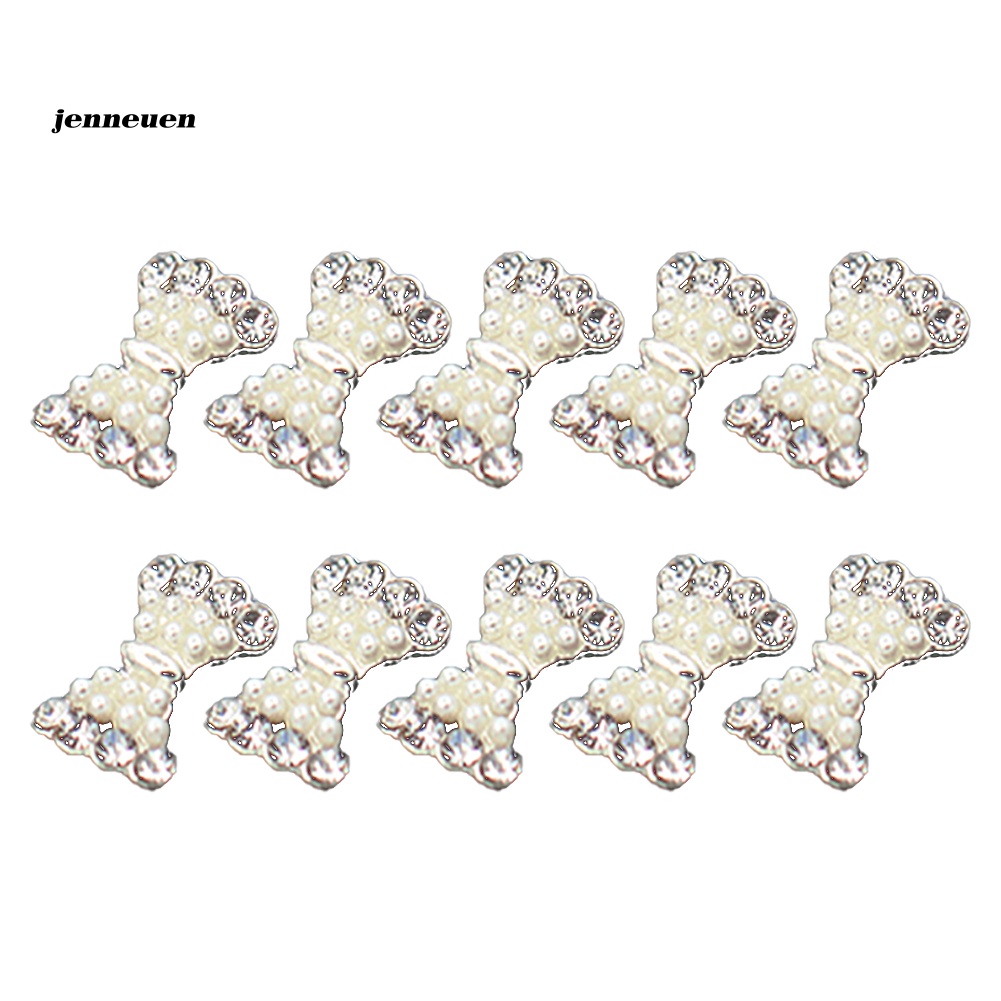 Bộ 10 Miếng Dán Móng Tay Hình Nơ Bằng Hợp Kim Đính Đá Lấp Lánh 3D DIY