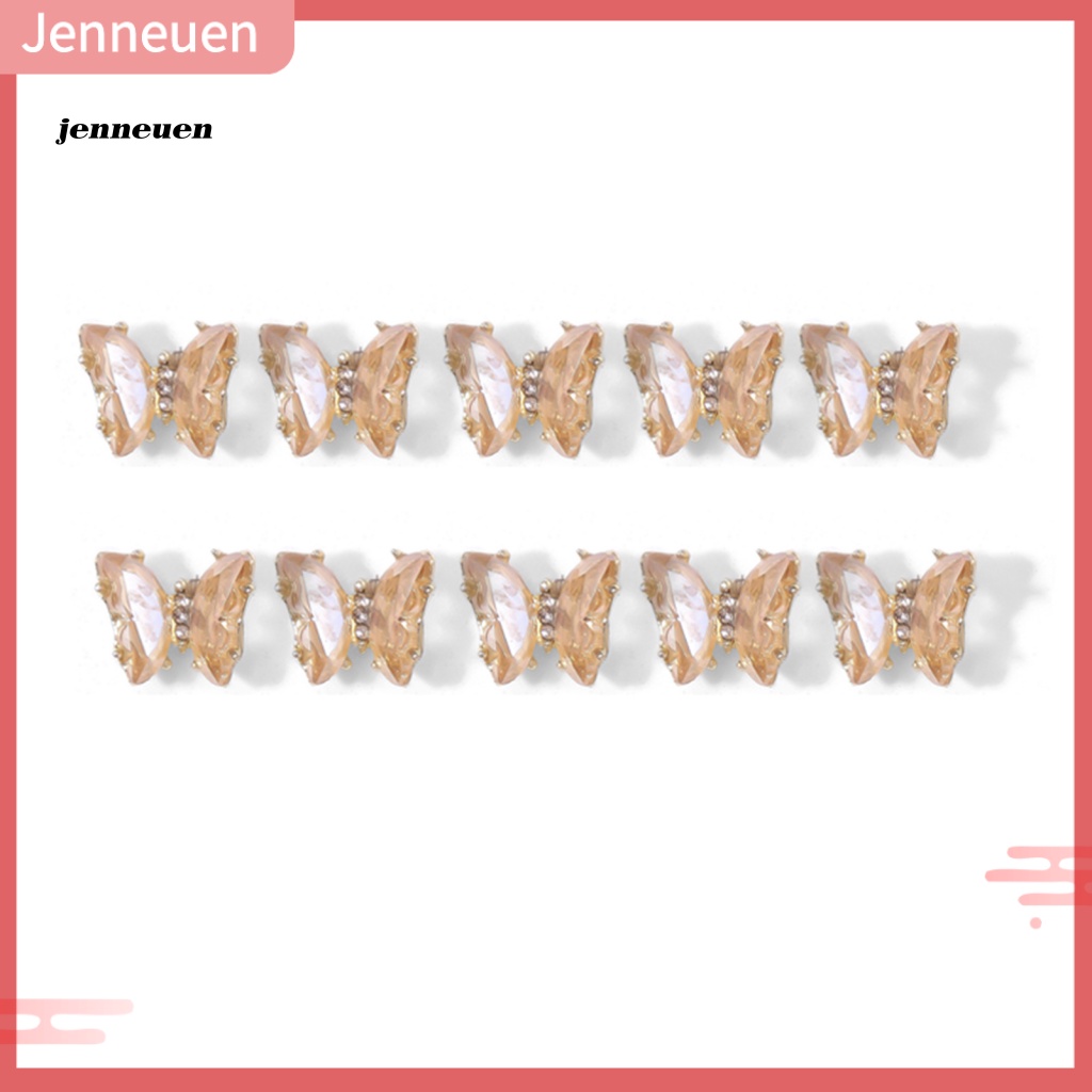 Set 10 Phụ Kiện Trang Trí Móng Tay Nghệ Thuật Hình Bướm Xinh Xắn