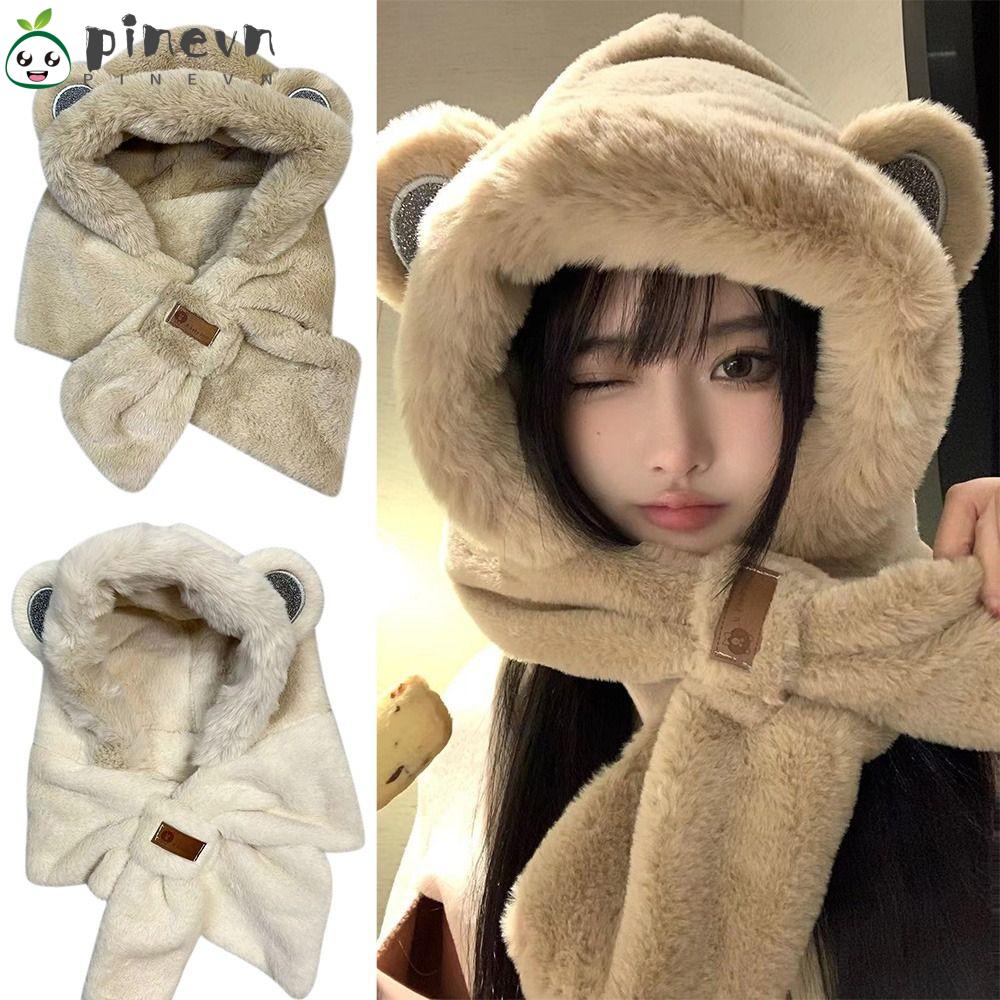 Mũ beanie Trùm Đầu Đính Quả Thông Dày Dặn