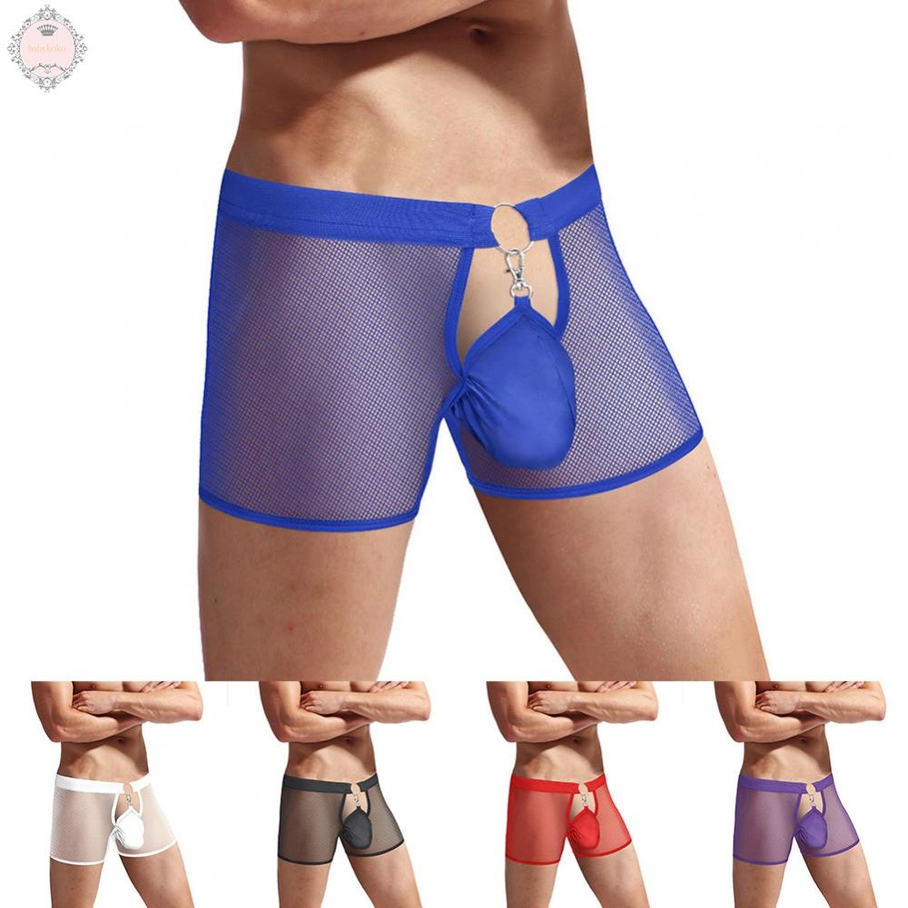Sexy Pouch Boxer Bikini Underwear for Men Breathable Mesh and See through Design
