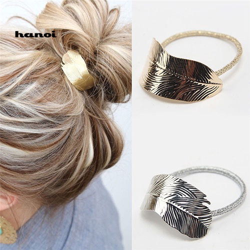 Set 2 Dây Cột Tóc Co Giãn Hình Chiếc Lá Thời Trang Cho Nữ Giá Đỡ
