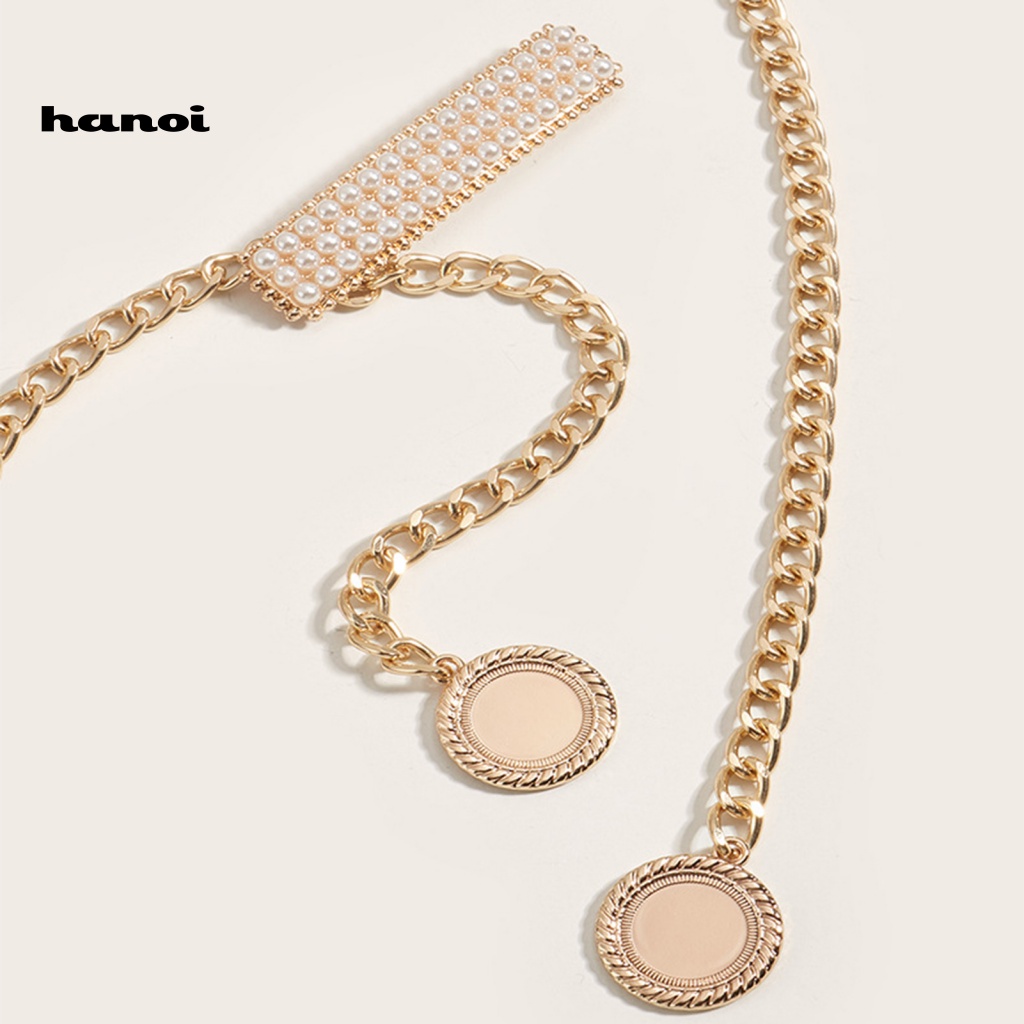 Thắt Lưng Nữ Đính Ngọc Trai Nhân Tạo Khóa Tròn Thời Trang